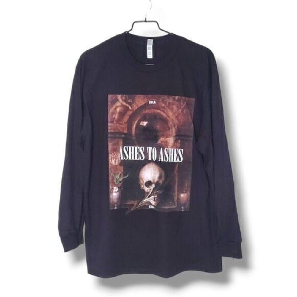 CVLA Ashes to Ashes Graphic Long Sleeve Tee in Black Size L‎ NWOT